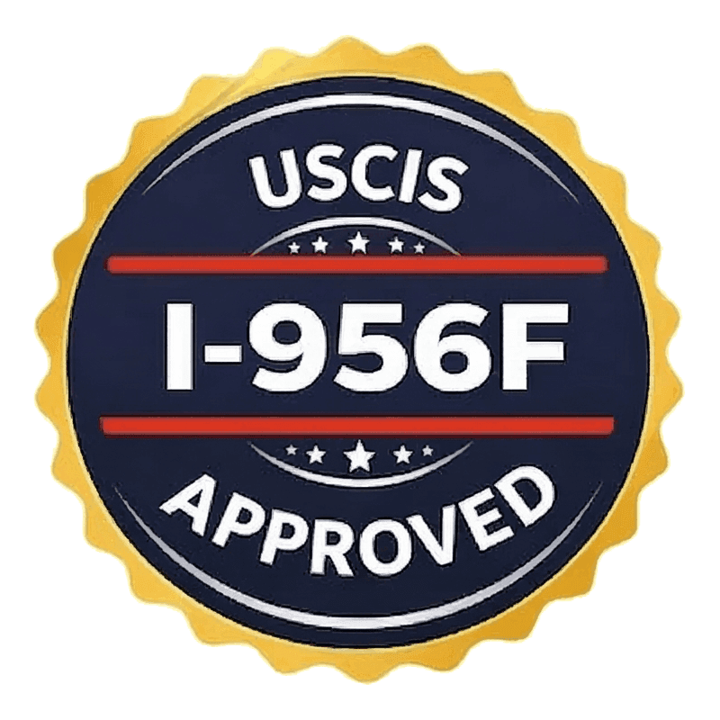 USCIS I-956F Approved badge